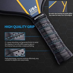 YC DGYCASI Graphite Pickleball Paddles Set of 2, 2022 USAPA Approved, Carbon Fiber Surface (CHS), Polypropylene Honeycomb Core, Anti-Slip Sweat-Absorbing Grip, 4 Pickleball, Portable Carry Bag - Image 5